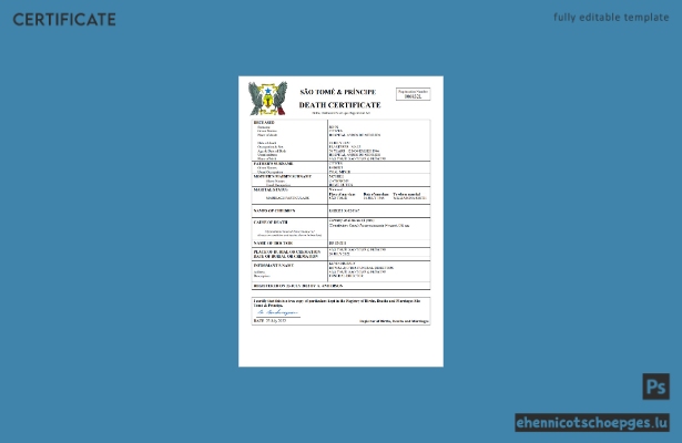 São Tomé und Príncipe: Sterbeurkunde (Word- und PDF-Beispiel)